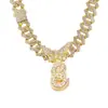Explotaciones transfronterizas 26 letras inglesas aleación pedrería colgante collar hebilla de mariposa completo diamante hip-hop colgante exclusivo transfronterizo