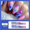 Manicura de Moda Transfronteriza Gradiente Difuminado Colorido Blanqueadora Uñas Portátiles de Longitud Media Uñas Postizas Desmontables Productos Terminados Venta al por Mayor