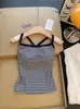 Camisola de Rayas Contrastantes Estilo Coreano Chaleco Pequeño para Mujer Verano Nicho Ajustado Corto Sexy Chica Caliente Hermoso Top Exterior