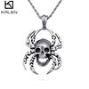 Halloween vintage punk titânio aço aranha pingente dominando personalidade crânio colar cool aço inoxidável joias
