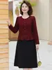 Colección de otoño estilo mamá: vestido básico de cuello redondo, diseño 2026, patchwork, estilo elegante, talla grande, vestido para mujer de mediana edad y mayores