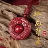 Colgante de Fortuna de Cinabrio para Hombres y Mujeres, Guardián Doble Dragón, Colgante de Cuentas de Pareja de Paz, Arena Dorada Púrpura, Tendencia en Douyin