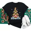Feliz Navidad Árbol de Navidad Papá Noel Talla Grande Dibujos Animados Moda para Mujer Talla Grande Camiseta de Manga Corta