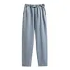 Foto Real de Calça Cropped Jeans Tencel para Mulheres, Estilo Fino de Verão, Nova Calça Gelada Plus Size Feminina, Calça Harem Casual, Algodão