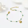 Moda Retro Nueva Chinoiserie Lujo Accesible Gama Alta Traje Collar de Concha Piedra Verde Chapado en Oro de 18K Acero de Titanio Mayoreo
