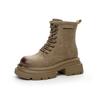 Botas Martin de Cuero con Suela Gruesa para Mujer 2026 Otoño Nuevas Moda Casual Versátiles Retro Botines Punta Ancha Media Pantorrilla Botas para Mujer
