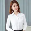 Camisa Blanca Cálida para Mujer, Corte Ajustado Profesional Formal, Camisa de Trabajo de Manga Larga, Elegante Camisa de Corte Ajustado para Otoño e Invierno
