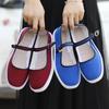 Sapatos de Pano de Pequim de Primavera e Outono Espessos com Sola de Mil Camadas de Veludo Cotelê Floral Sapatos de Pano com Costura e Fivela de Uma Linha Sapatos de Algodão Femininos