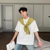 Camiseta Shawl Xadrez Estilo Coreano Falsa Duas Peças Design de Nicho Verão 2025 Novidade Solta Mesma Peça para Homens e Mulheres Tops de Casal