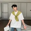 Marca da Moda Design Americano de Nicho Xadrez em Cores Contrastantes Xale Camiseta de Manga Curta Design de Verão Masculino e Feminino Top Falso de Duas Peças