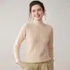 Otoño e Invierno Nuevo Estilo Sencillo Suéter de Punto de Lana de Cuello Semi Alto para Mujer Jersey Ajustado Suéter Cálido de Capa Base para Mujer Grueso