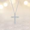 Collar Cruz de Plata de Ley 925 Transfronterizo para Mujer, Estilo Lujo Ligero de Gama Alta, Colgante de Circonita Estilo Ins, Cadena para Clavícula, Al por Mayor en Stock