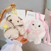 HD4461A04 Lindo Suave Lazo de Perla Conejo Blanco Llavero de Coche Colgante de Bolsa Muñeca Colgante Pequeño Regalo