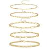 Joia de cruzamento europeia e americana conjunto requintado conjunto de 5 peças moda feminina tornozeleira ajustável empilhável pulseira joias femininas Atacado