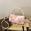 Bolso Cruzado de Hombro Único Estilo Coreano de Moda con Pliegues 2026 Llegada Temprana Otoño Personalidad Color Sólido Textura Ins Bolso Estilo Almohada