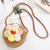 Bolso Bandolera Redondo Pequeño Tejido de Paja Nuevo para Niños, Billetera de Dibujos Animados de Alto Valor, Bolso Bandolera Pequeño de Viaje para Niños y Niñas
