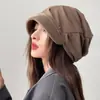 Gorro de Punto con Estampado de Letras para Mujer, Circunferencia de Cabeza Grande, Versátil Estilo Coreano, Gorro Fino de Pullover para Principios de Otoño, Gorro Protector de Orejas