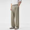Pantalones Casuales de Estilo Japonés para Hombre de Nueva Colección Primavera, Pantalones Largos Rectos de Pierna Ancha Elásticos y Holgados, Versátiles para Hombre