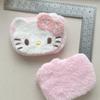 Parche de gato KT rosa de peluche para otoño e invierno, hecho a mano, para el pelo, horquilla, tocado, accesorios para teléfono móvil, flor para zapatos a juego