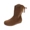 Botas de Cano Curto de Couro Fosco com Franjas Retrô Femininas 2026 Outono Novo Versátil Aumento Interno de Altura Solado Plano Versátil Botas Western Cowboy