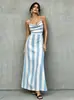 2026 Site Independente da Amazon Transfronteiriço Novo Vestido Listrado Sexy de Corte Justo Estilo Resort para Mulheres Europeias e Americanas