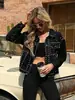 Hme Estilo Europeu e Americano Transfronteiriço Jaqueta Jeans Feminina Marca de Moda High Street Casaco Feminino com Rebites Comércio Exterior Shein Temu