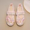 Zapatos Hanfu para Niñas Traje Tang Antiguo Zapatos Falda Cara de Caballo Zapatos Bordados para Niños Zapatos de Tela de Estilo Étnico Antiguo Sandalias de Verano