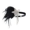 Diadema de plumas de los años 1920 transfronteriza con pedrería, accesorio para vestido de actuación de graduación de novia, adorno para el cabello