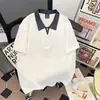 Camisa Polo Color Block de Manga Curta Resistente para Homem, Camiseta Casual Solta Retrô Japonesa para Jovens de Manga Meia-Manga