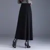 Falda de Punto de Longitud Media para Mujer en Invierno Nueva Falda de Cintura Alta de Longitud Media Línea A Elegante Casual de Gama Alta Falda con Dobladillo Grande