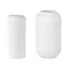 Florero Hidropónico con Líneas Verticales Blancas, Florero de Cerámica de Imitación, Linterna de Plástico Minimalista Moderna, Recipiente Decorativo Grande para Flores