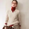 Otoño 2026 Nuevo Estilo Suéter de Cachemira con Cuello Polo para Mujer Suelto Estilo Perezoso Suéter Base de Punto