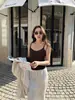 Top Camisola Ajustado Estilo Francés Wanwei para Mujer Primavera 2026 Nuevo Estilo Tirante Fino Borde Enrollado Chaleco de Punto P4065