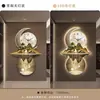 Pintura Moderna de Luxo Leve Nove Peixes Decoração de Entrada Pintura com Relógio Novo Estilo Chinês Pinheiro de Boas-Vindas Iluminação de Paisagem para Sala de Estar Pintura de Parede