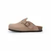 Novo modelo 2026 de sapatos Birkenstock meio cobertos, sapatos de cortiça para o verão, respiráveis e confortáveis, com palmilhas de couro, chinelos versáteis