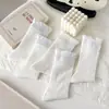 Calcetines KT de patrón oscuro blanco puro hasta la pantorrilla para mujer, calcetines holgados versátiles dulces de seda de morera hasta la pantorrilla, calcetines largos finos transpirables para primavera y verano