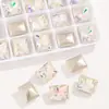 High-Top Transfronteiriço Galvanizado Iridescente Retangular de Ângulo Reto 8*10 Lapidação Radiante Costas Pontiagudas de Vidro Diamante de Cristal Retangular DIY