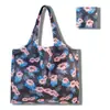Sacola de Compras Dobrável, Bolsa Quadrada de Tecido Floral, Bolsa Tote Portátil e Resistente, Sacola Ecológica para Compras de Supermercado, Bolsa Impermeável para Armazenamento