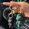 Llavero de Oso de Resina de Dibujos Animados para Mujeres, Llavero de Pareja de Moda, Colgante de Pompón para Bolso, Llavero de Coche al por Mayor