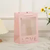 Bolsa tote de flor, bolsa com janela transparente, bolsa de presente para embalagem de buquê, sacola de papel com janela para lembrancinha, bolsa para embrulho de presente