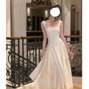 Vestido Blanco de Tirantes Estilo Suave para Mujer Nuevo Diseño de Nicho Falda Larga de Ballet Vestido de Noche para Banquete