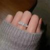 Anel laço simples requintado feminino dobrável ajustável anel menina doce temperamento diamante completo versátil presente