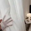 Cortinas transparentes Nailisha de lujo ligero con diseño geométrico de ondas en blanco y gris, de alta gama para ventanales de sala de estar y balcón, con patrón de ondas de agua