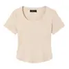 Precio Real de IA # Camiseta de manga corta con cuello redondo bajo para mujer, nuevo modelo primavera 2026, algodón puro, top corto dulce y picante