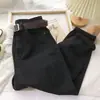 Outono e inverno 2021 Novo estilo coreano calça reta pequena versátil cintura alta modeladora cropped harém jeans do papai para mulheres