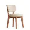 Silla de Comedor Nórdica de Madera Maciza de Caucho para Uso Doméstico, Hotel de Lujo Ligero, Restaurante, Cafetería, Estudio, Silla de Ocio con Respaldo Suave Acolchado