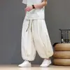 Calça jogger masculina de seda gelada de secagem rápida, tamanho 8GG, calça fina de perna larga para o verão, calça casual larga em estilo descontraído