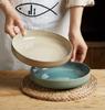 [Tigela Prática para Salah American Retro] Tigela de Cerâmica para Macarrão de 8,8 polegadas Tigela para Legumes Tigela Redonda Profunda com Micro Defeitos