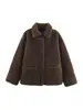 Chaqueta reversible de cuero sintético de moda para mujer, popular en AliExpress, adecuada tanto para mercados europeos como americanos, que ofrece un estilo holgado, casual y cálido