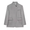 Ropa de mujer de estilo europeo y americano transfronteriza INS otoño nuevo moda al por mayor casual blazer con cuello alto solapa diagonal